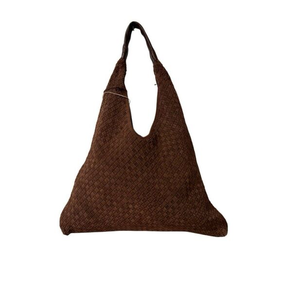 Brown Suede Leather Hobo Shoulder Bag Boho - Picture 2 of 9